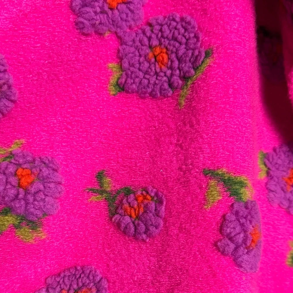 ivy jane Hot Pink Floral Teddy Jacket with Purple Embroidery woman’s size M - Picture 5 of 11